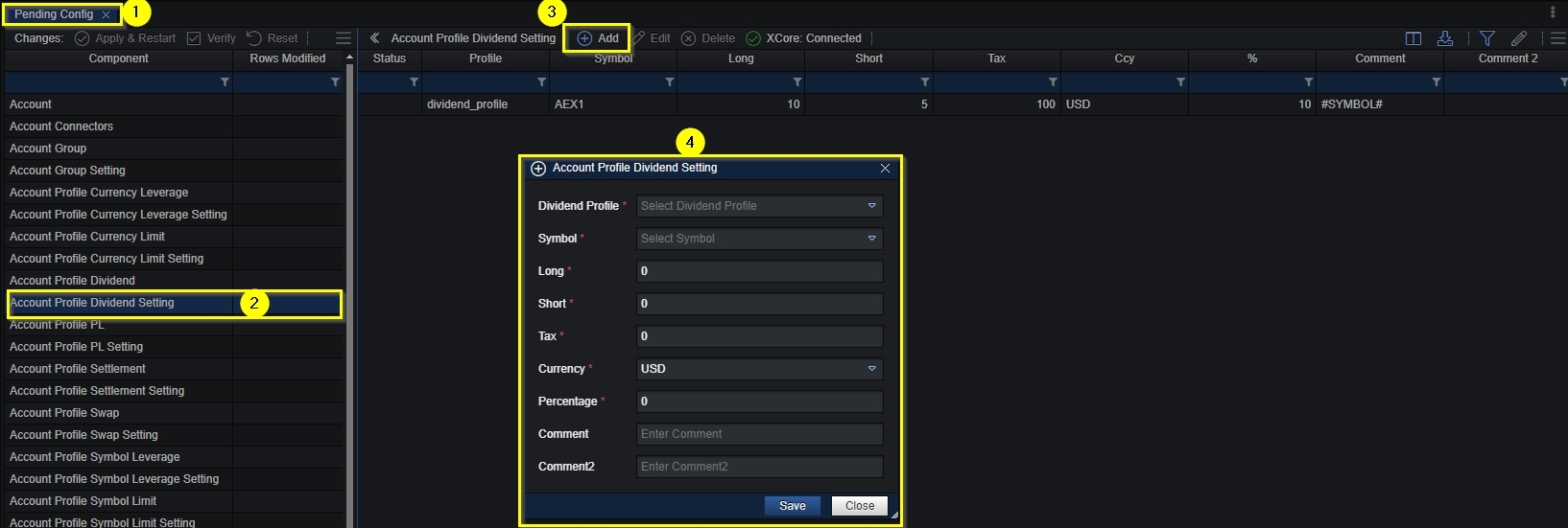 Dividend Settings