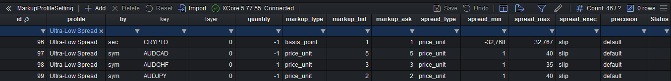 MarkupProfileSetting GUI Screenshot